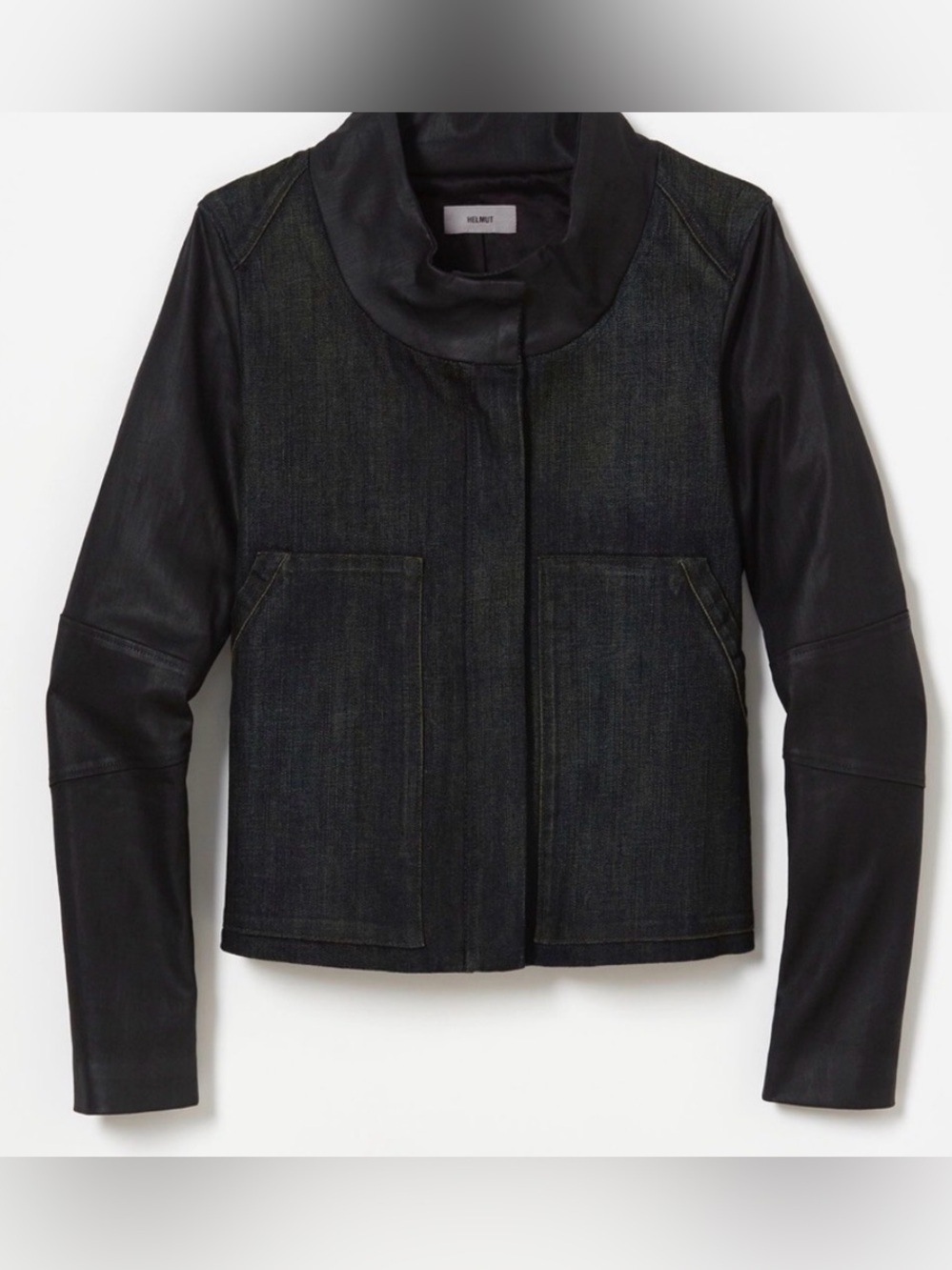 Helmut Lang Black Denim and Leather Jacket Sz S
